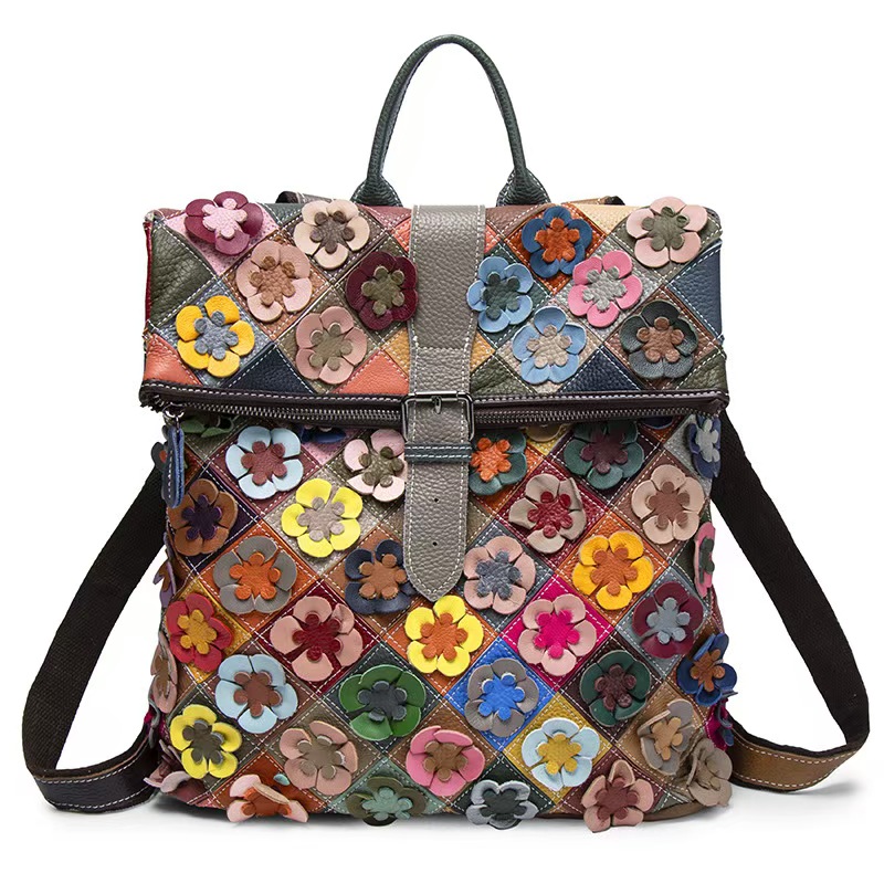 Genuine Leather Backpack - Vintage Kadın Hakiki Deri Sırt Çantası