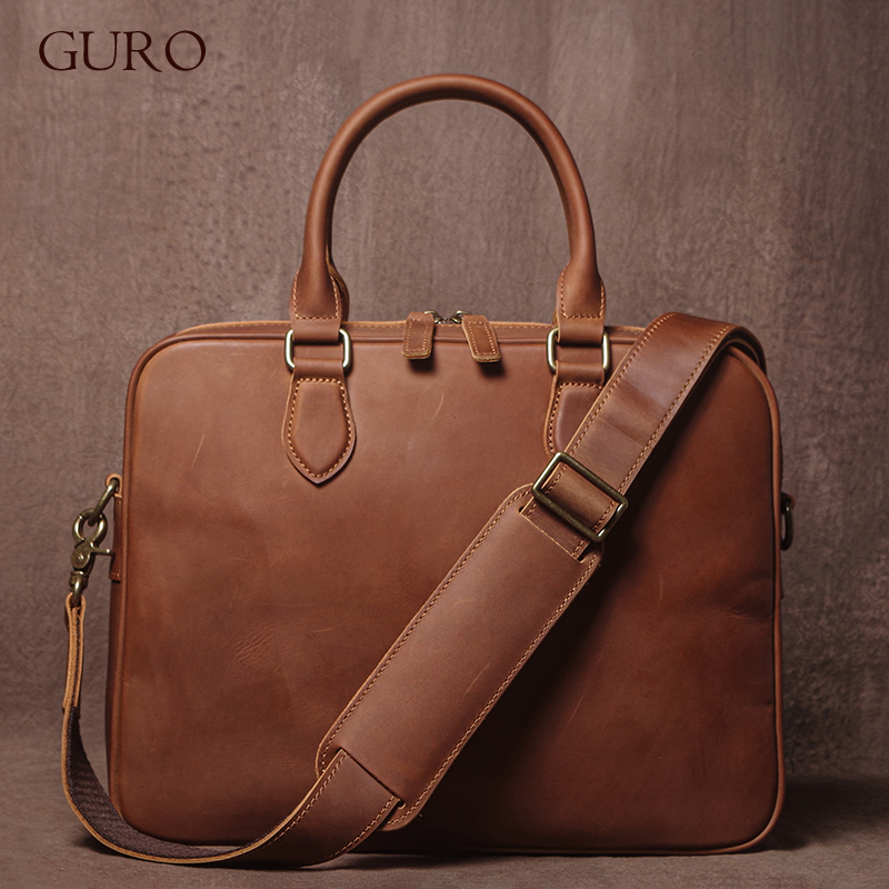 Luxury Bags Vintage - GURO Erkekler Çılgın At Inek Derisi