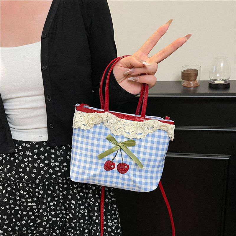 Luxury High Quality Bags - Kadın Yeni Çanta Kore Kareli Puantiyeli