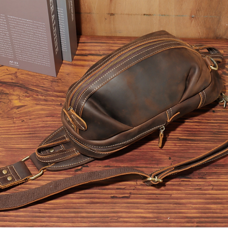 Genuine Leather Backpack - Moda tasarım lüks erkek Sling göğüs
