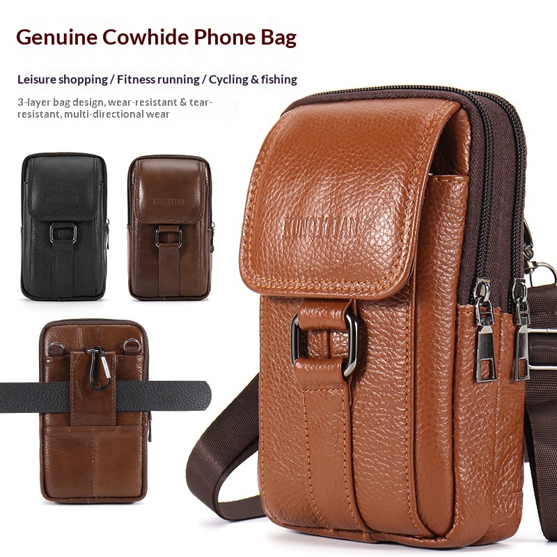 Genuine Leather Backpack - Hakiki Deri Erkek Telefon Kemer Çantası